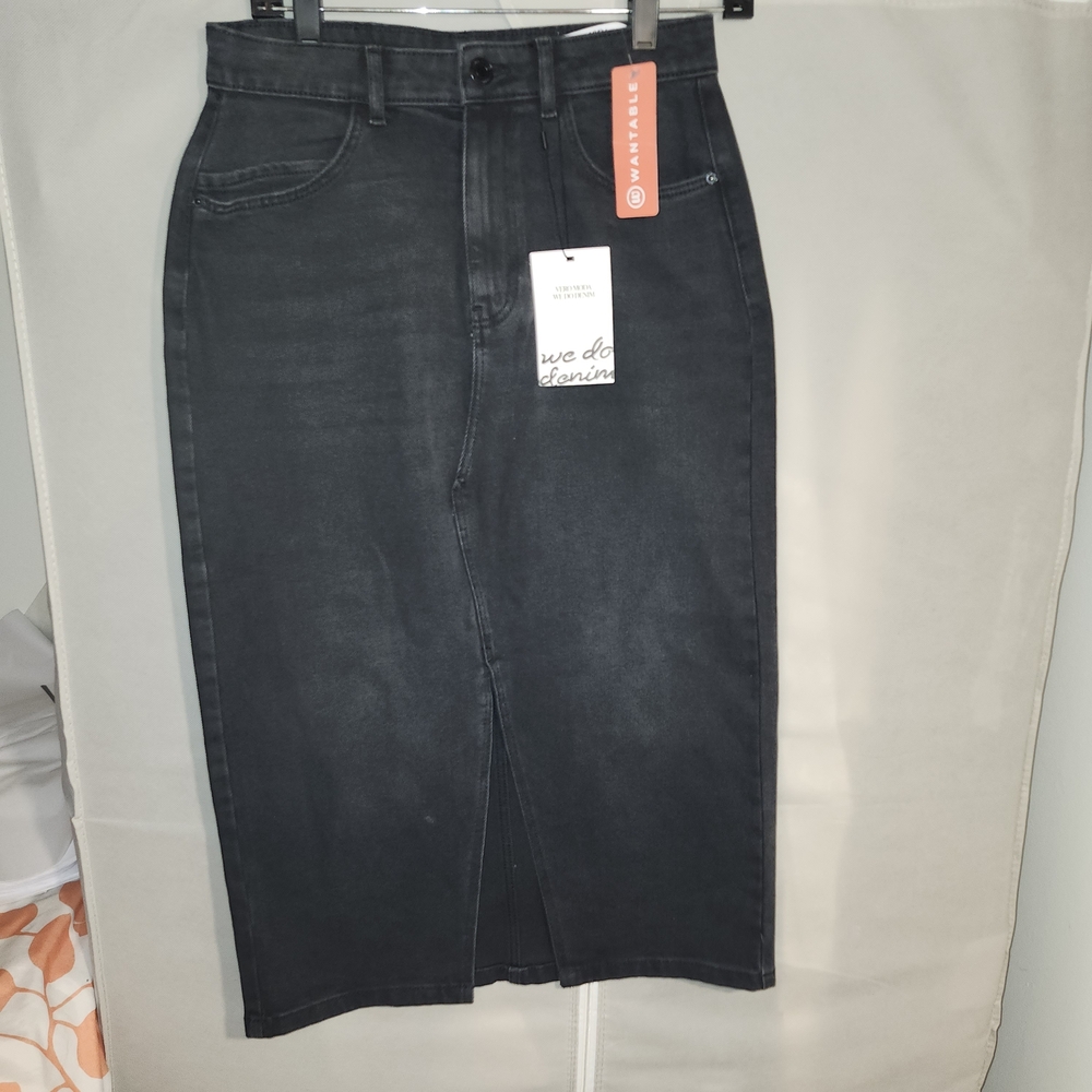 Vero Moda Black Denim Midi Pencil Skirt